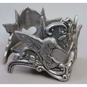 Vintage 1997 Carson Pewter Hummingbirds Lg Jar Candle Holder Stamped